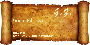 Gere Géza névjegykártya